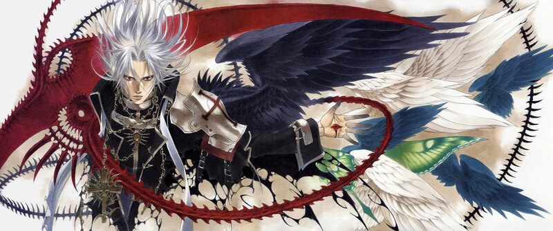 Silver-haired Man with Wings — Black