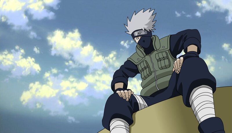 Silver-haired Ninja Sitting — Blue