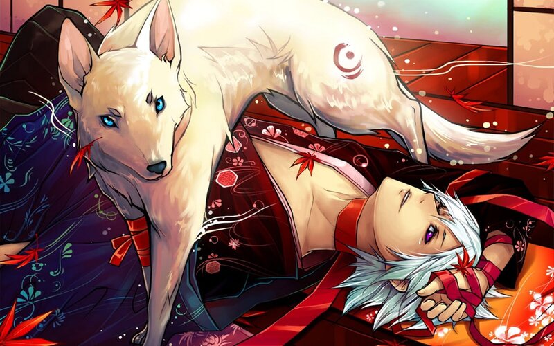Silver-haired Person and White Fox