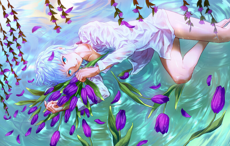 Silver-haired Person in Water