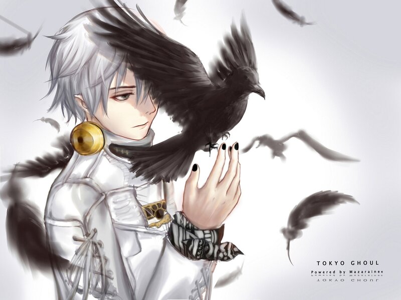 Silver-haired Person with Crows