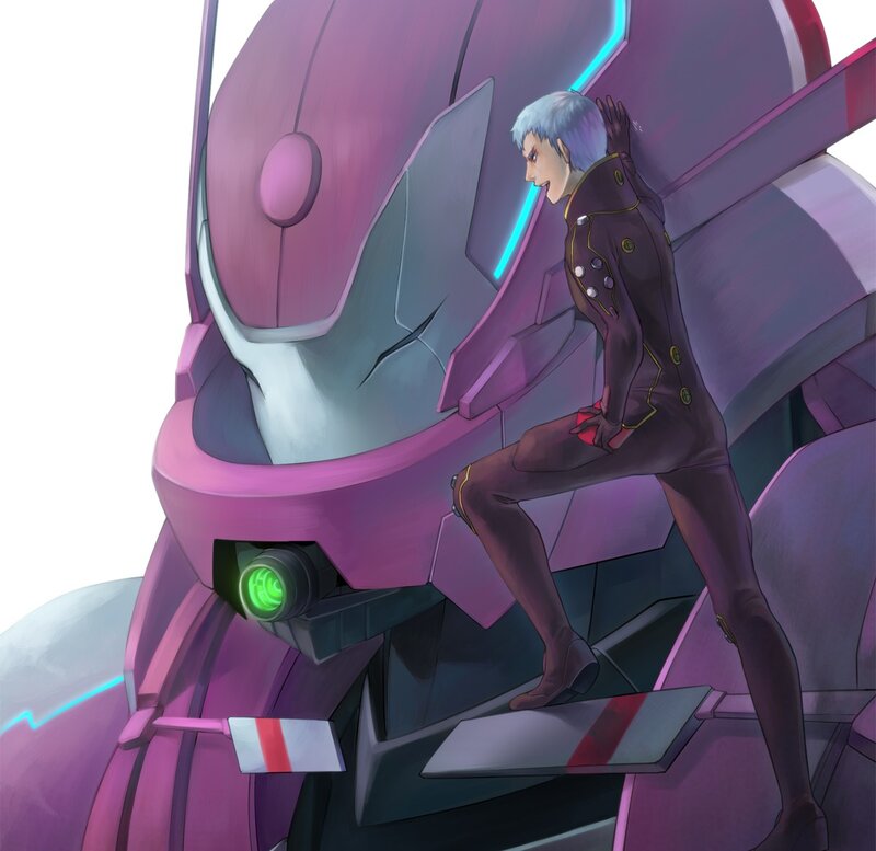 Silver-haired Pilot on Mech