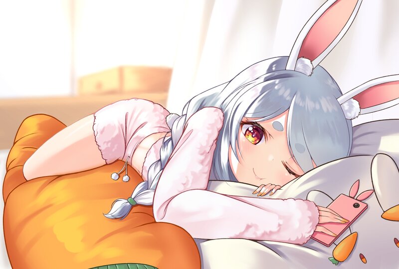 Silver-haired Rabbit Girl — White