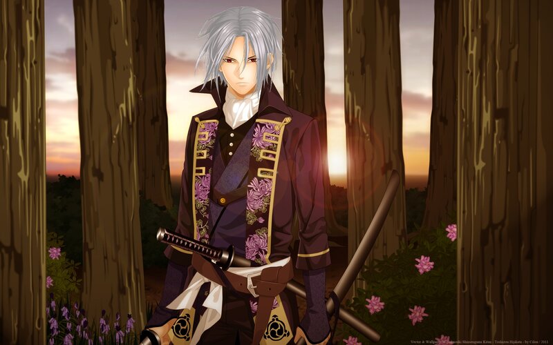 silver-haired samurai in forest
