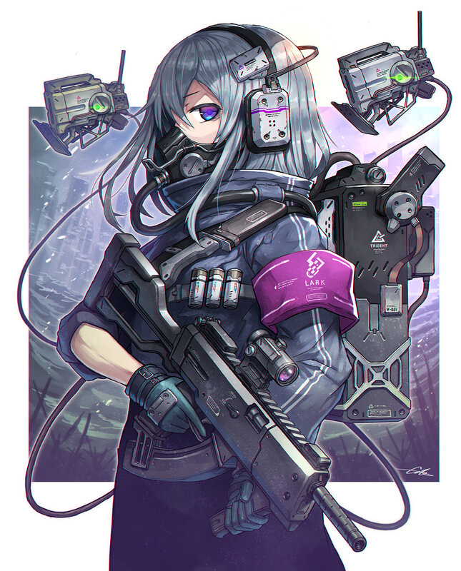 Silver-haired Soldier with Rifle