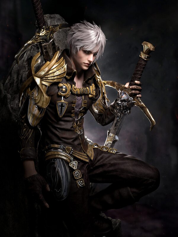 Silver-haired Warrior — Black, Dramatic, 3d Render