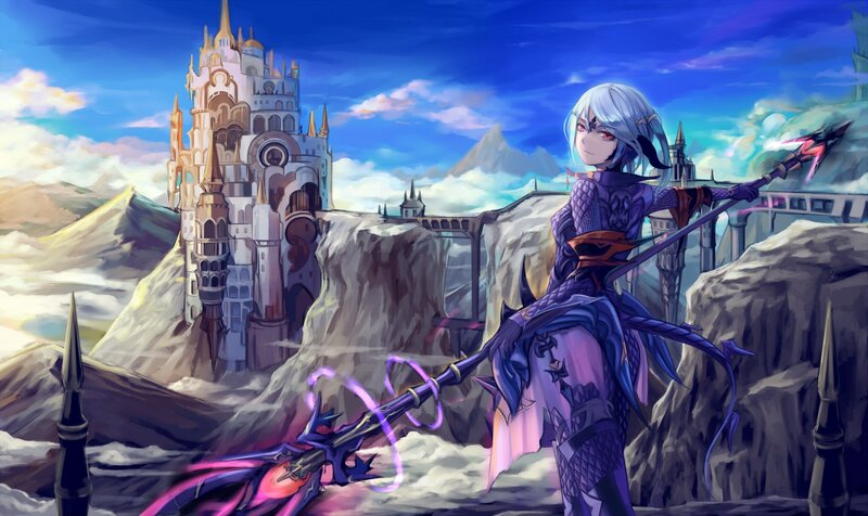 Silver-haired Warrior — Blue, Dramatic, Afternoon