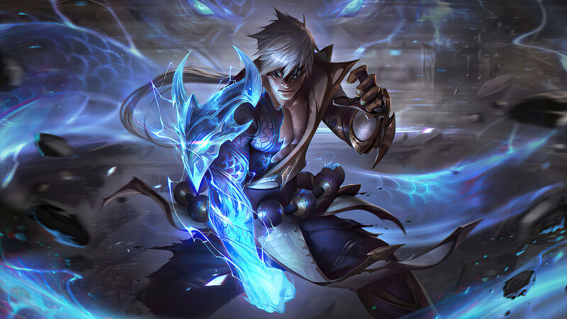 Silver-haired Warrior — Blue, Dramatic, Digital Art, Energy Blade