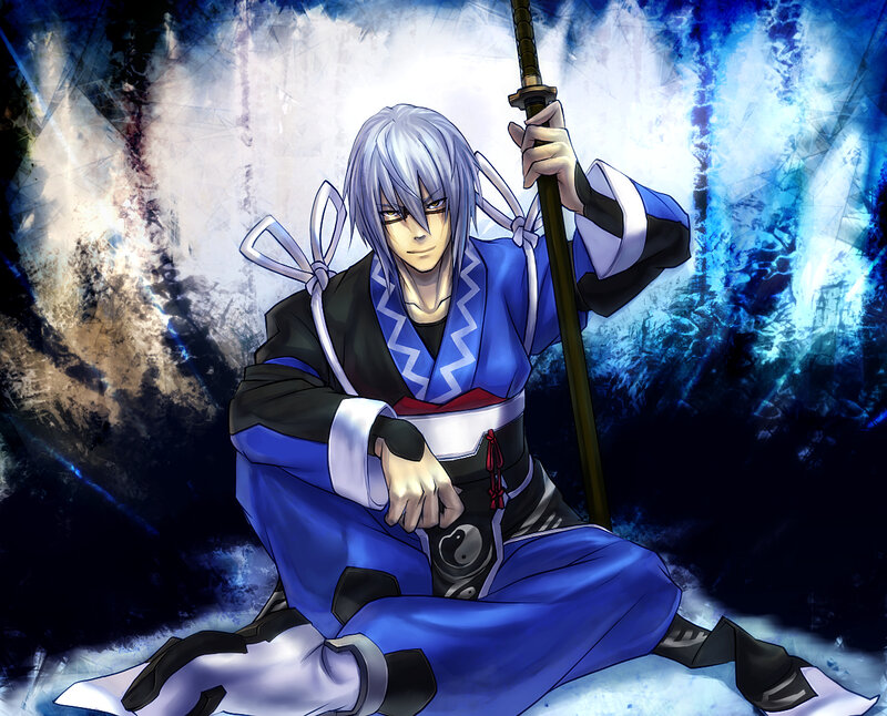 Silver-haired Warrior — Blue, Dramatic
