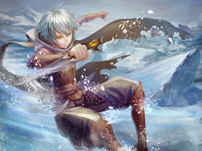 Silver-haired Warrior — Blue, Dramatic, Winter, Anime