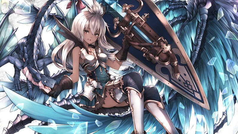 Silver-haired Warrior Girl — Blue