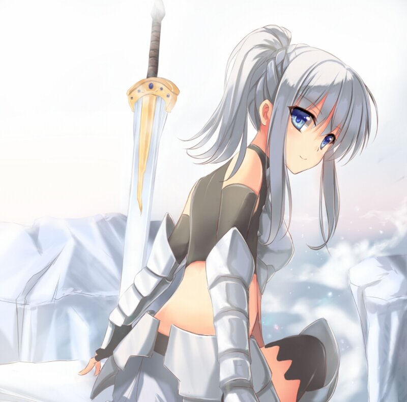 Silver-haired Warrior Girl — White