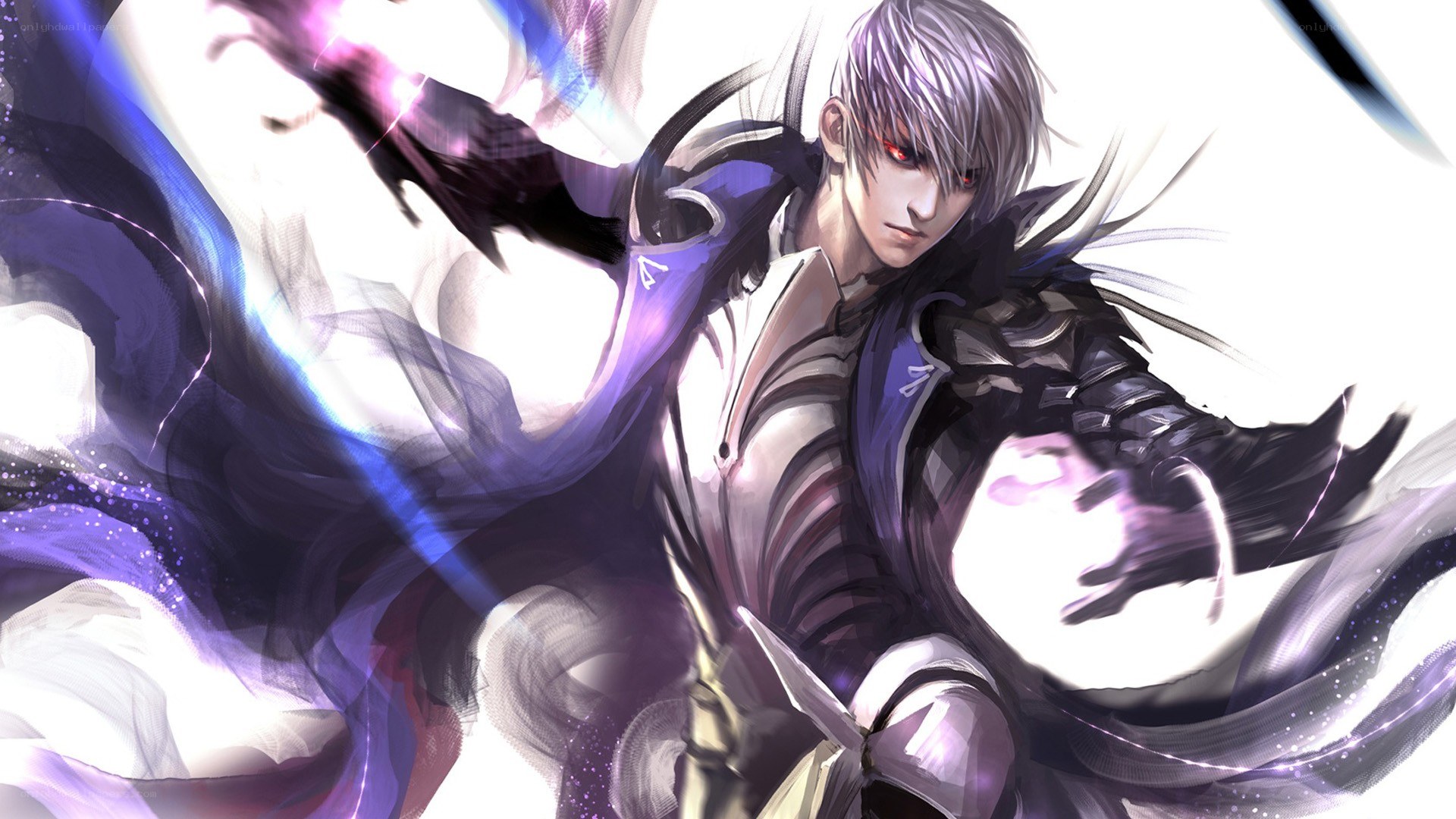 silver-haired warrior in action