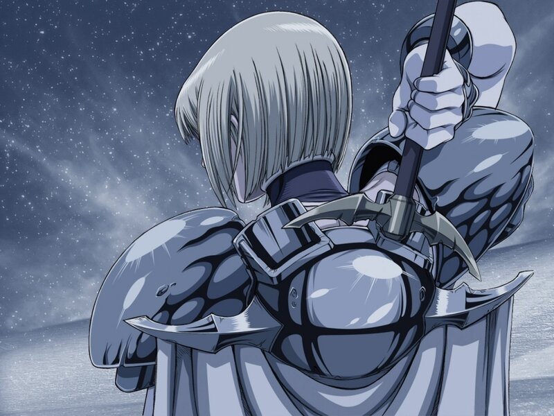 silver-haired warrior in armor