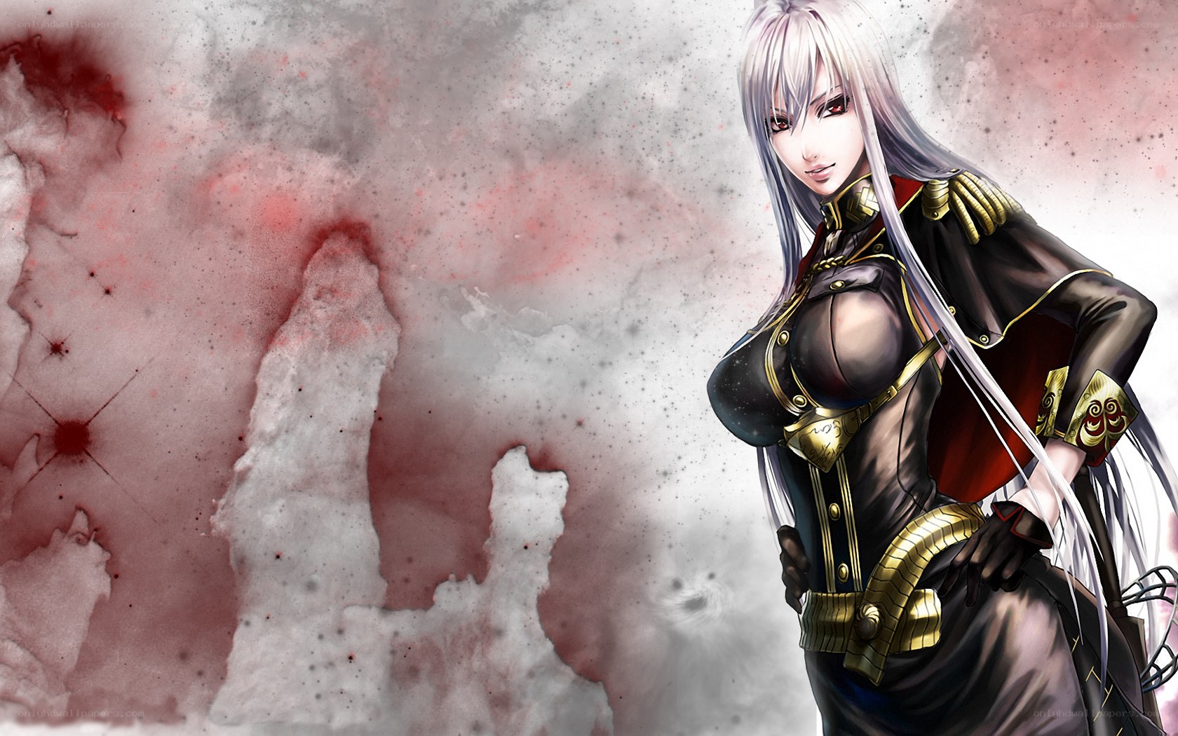 silver-haired warrior in battle
