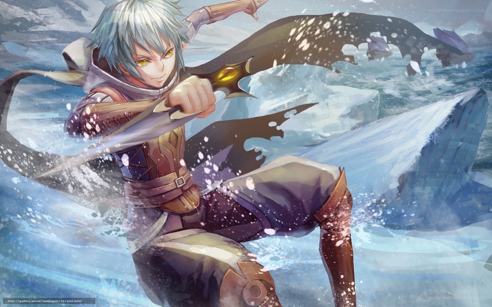 silver-haired warrior in icy battle