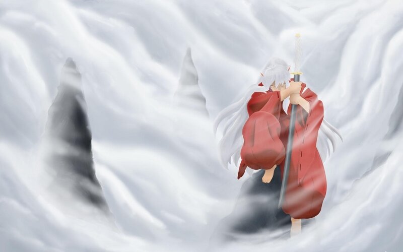 Silver-haired Warrior in Red — Dramatic