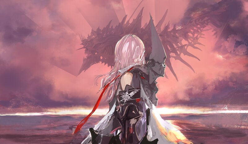 Silver-haired Warrior — Pink, Dramatic