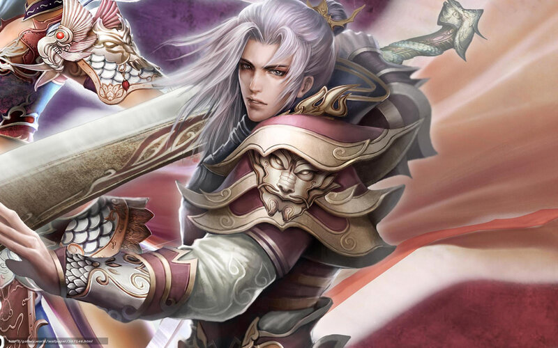 Silver-haired Warrior — Purple, Dramatic, Digital Art, Sword