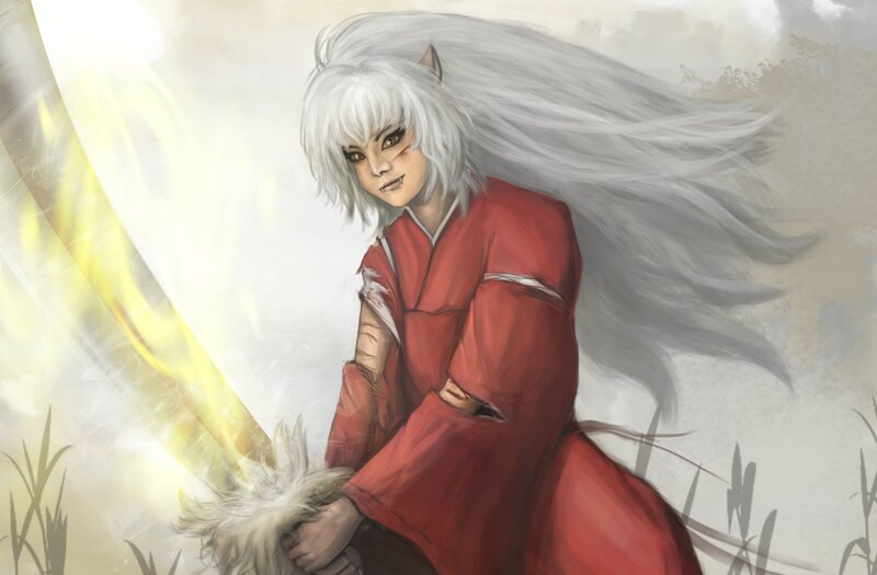 Silver-haired Warrior — Red, Dramatic, Digital Art