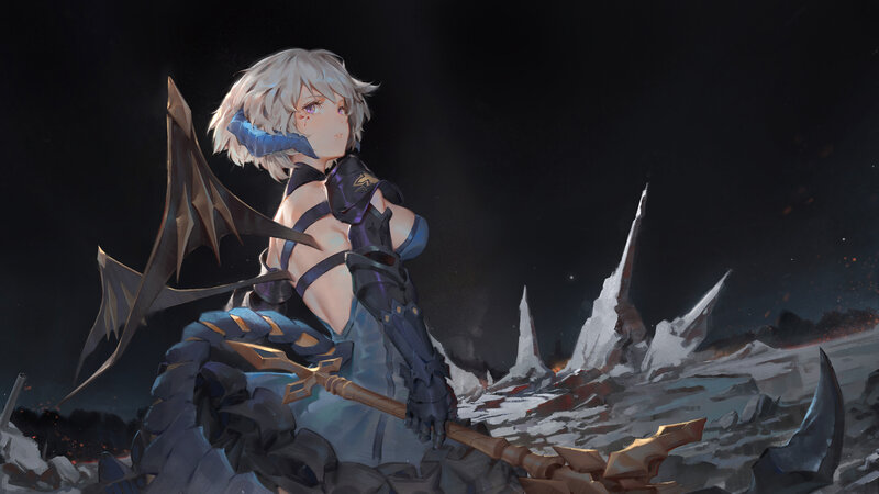 Silver-haired Warrior with Axe — Black