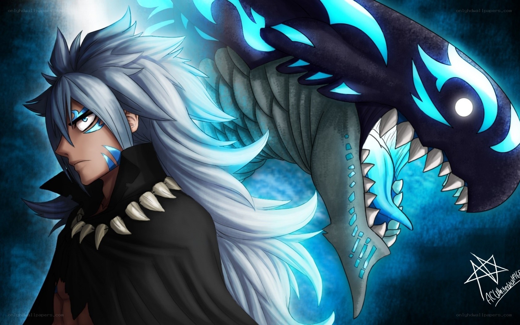 silver-haired warrior with dragon