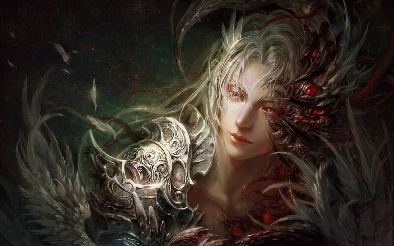 silver-haired warrior with dragon
