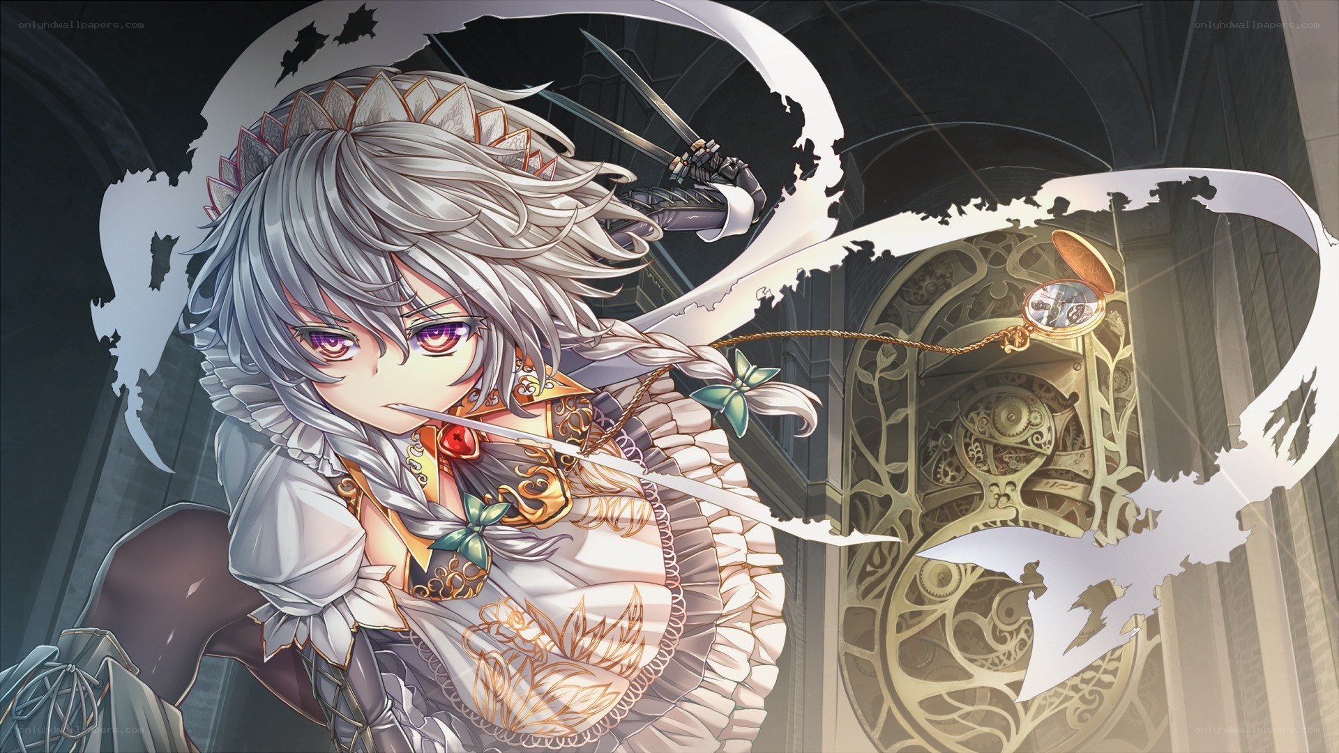 silver-haired warrior with pocket watch