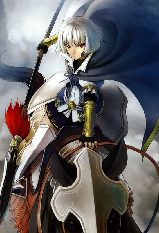 silver-haired warrior with spear