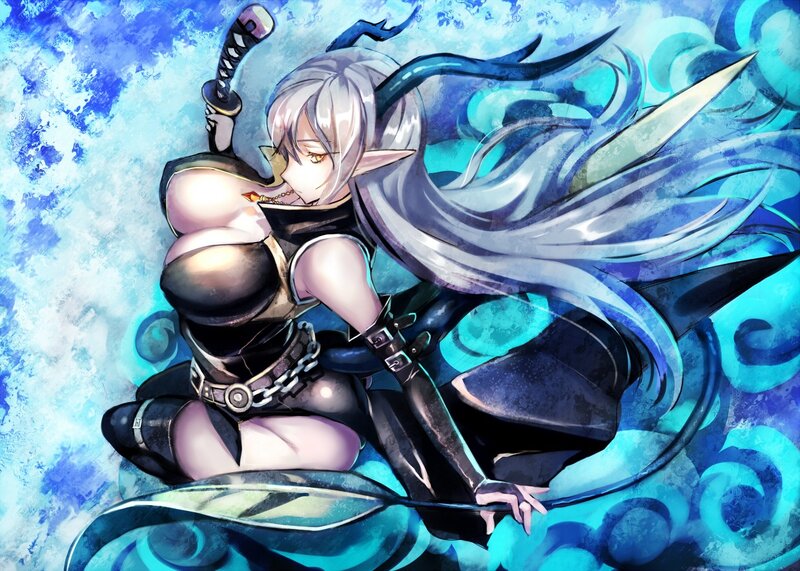 silver-haired warrior with sword