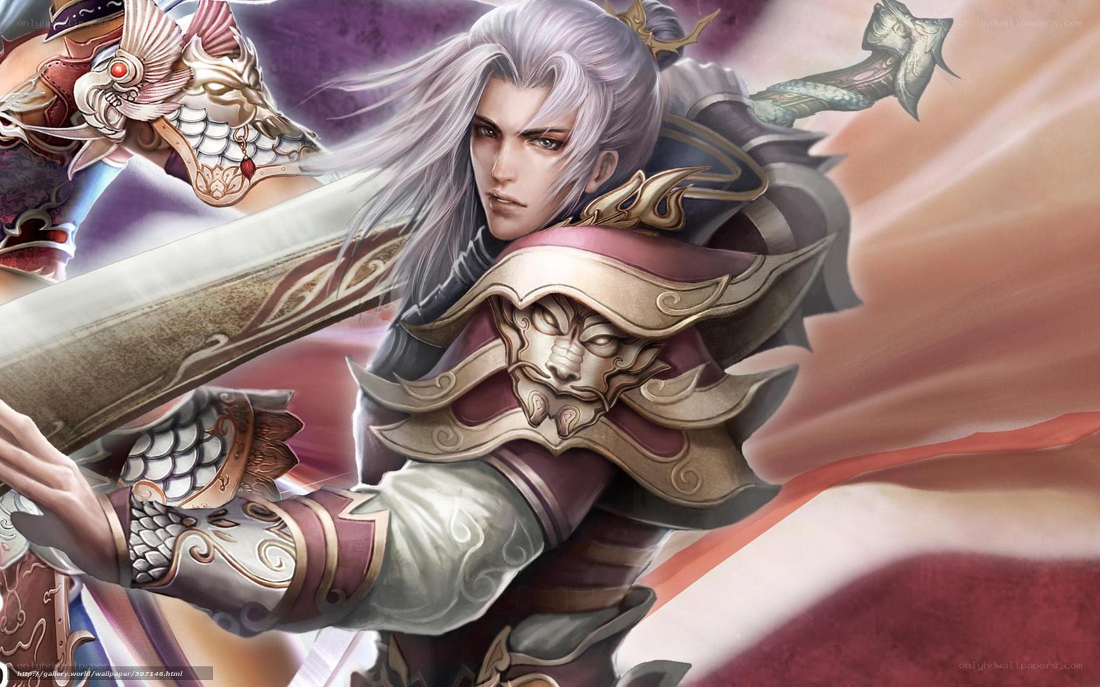 silver-haired warrior with sword
