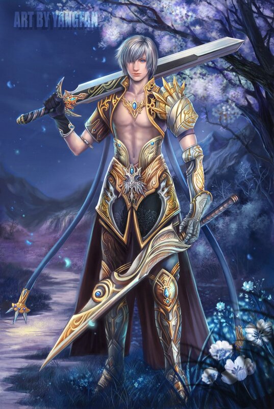 silver-haired warrior with sword