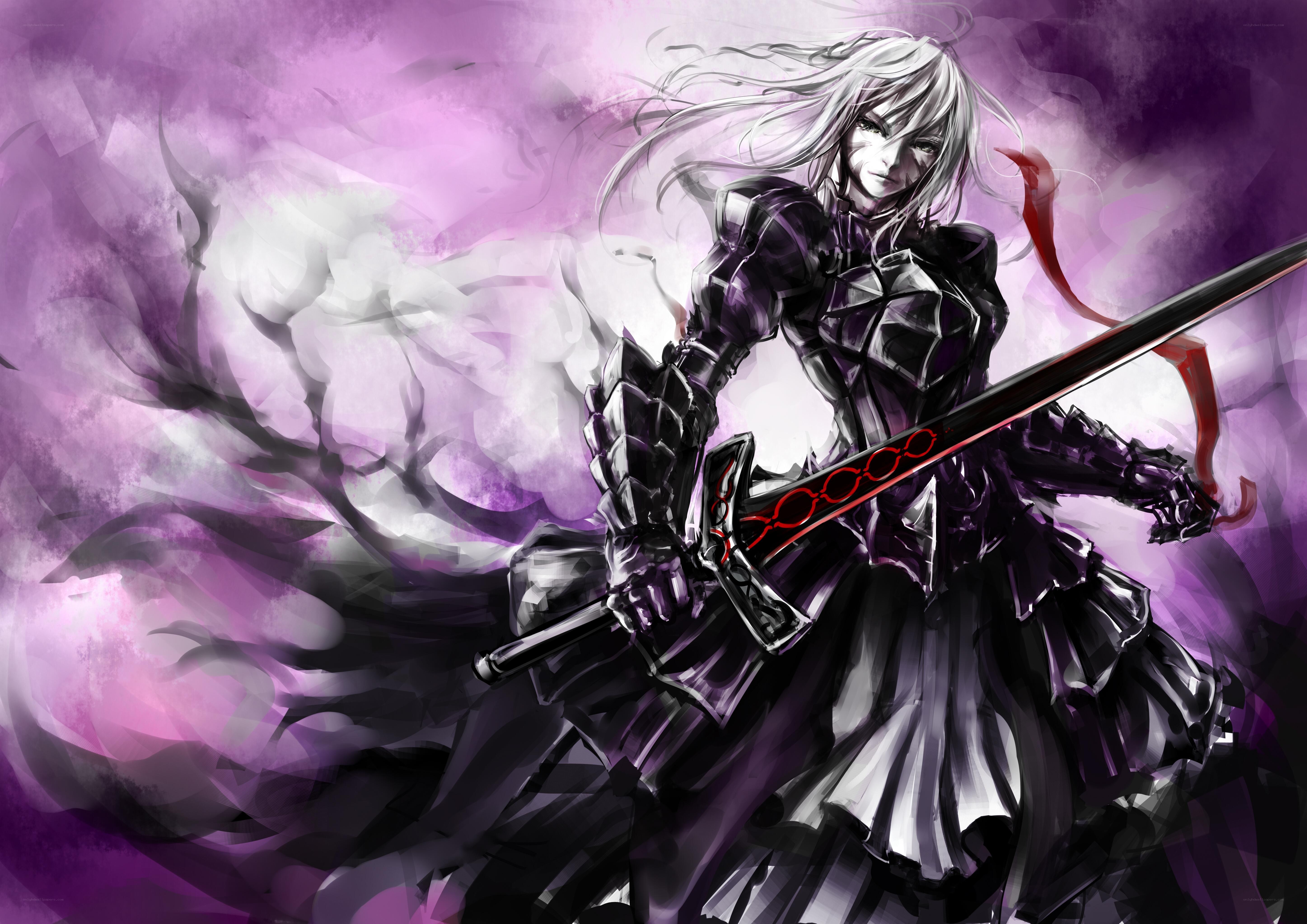 silver-haired warrior with sword
