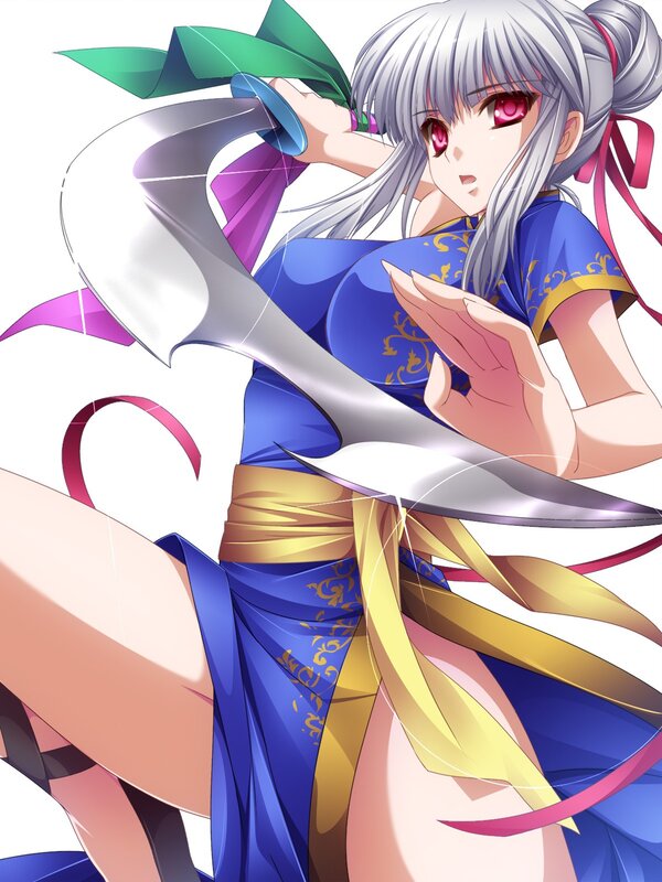 silver-haired warrior with sword
