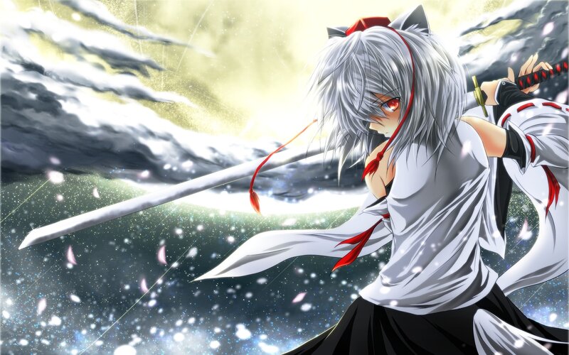 silver-haired warrior with sword