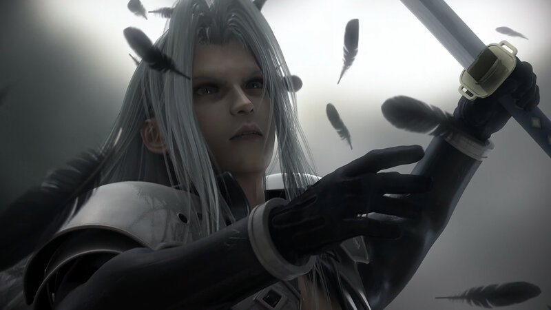 Silver-haired Warrior with Sword — Gray