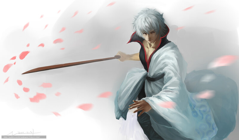 silver-haired warrior with sword