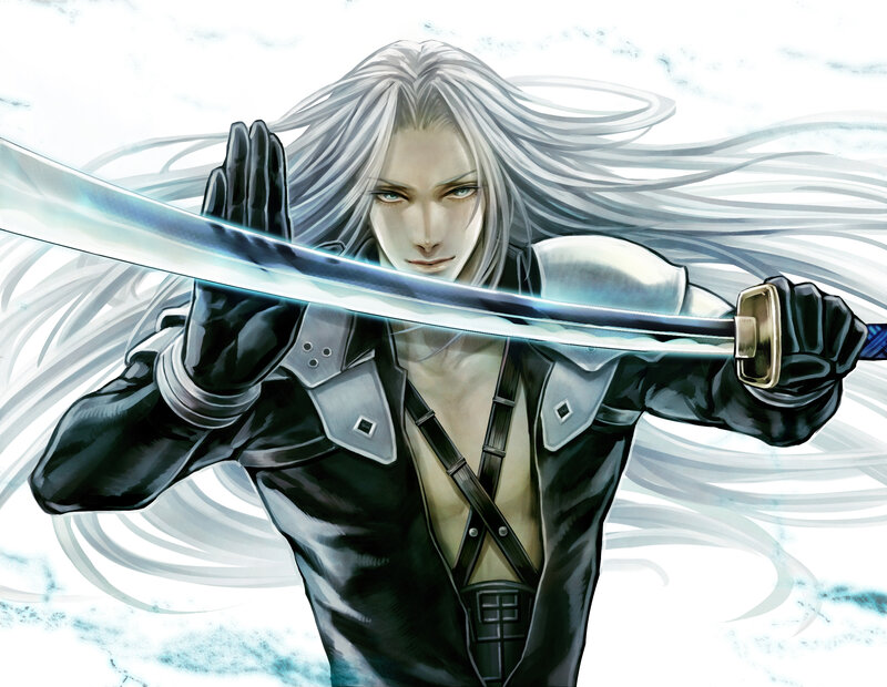 Silver-haired Warrior with Sword — White, Dramatic, Manga