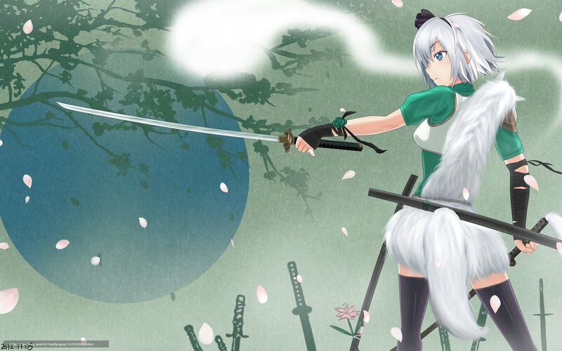 silver-haired warrior with swords