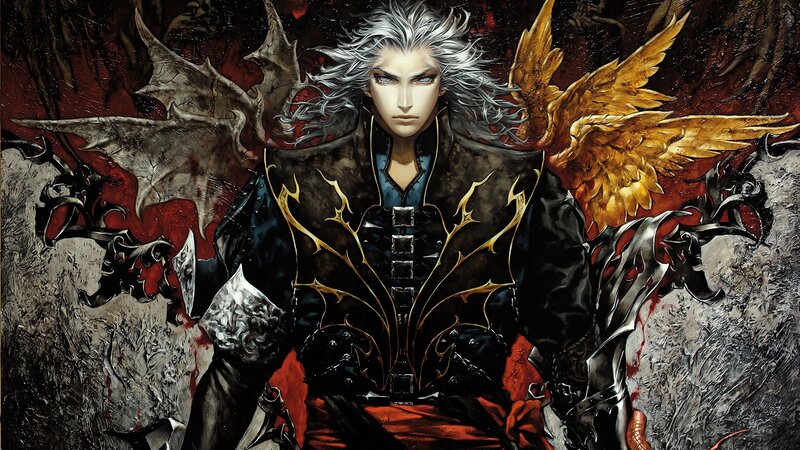 Silver-haired Warrior with Wings — Black, Dramatic