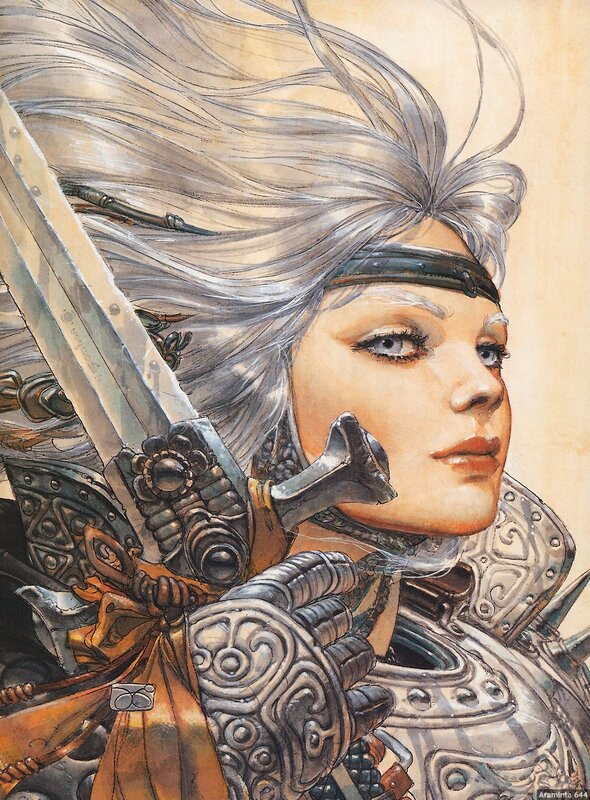 silver-haired warrior woman