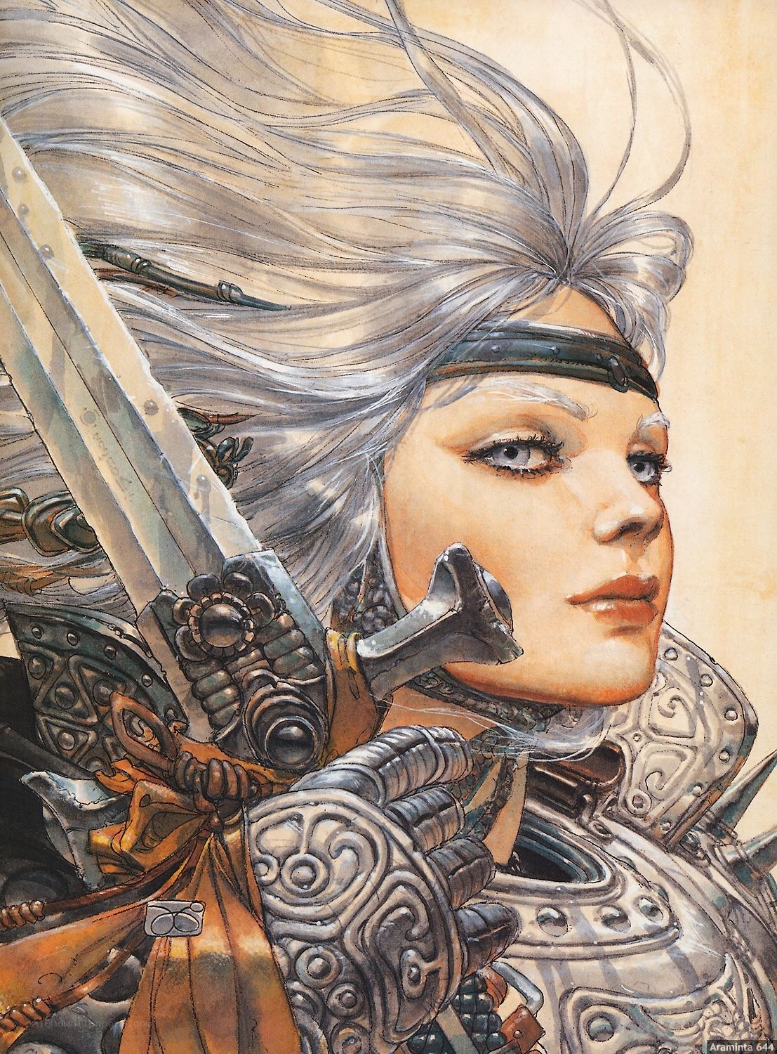 silver-haired warrior woman