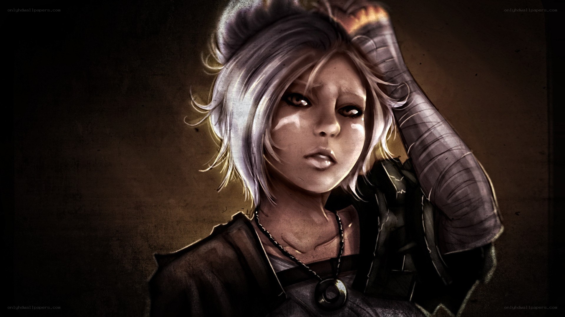 silver-haired warrior woman
