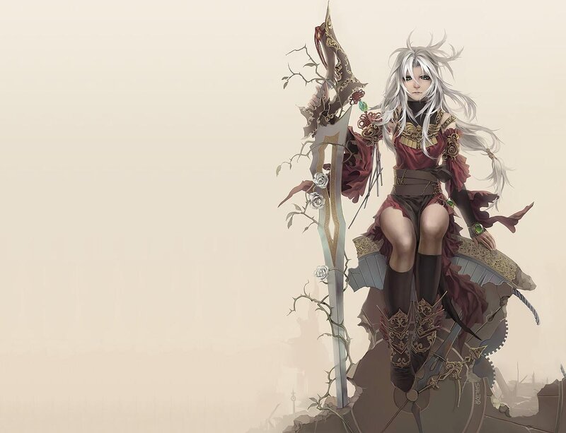 Silver-haired Warrior Woman — Beige