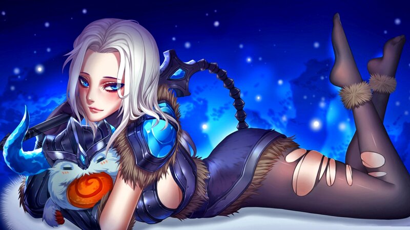 Silver-haired Warrior Woman — Blue, Dramatic, Night, Digital Art