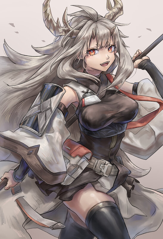 Silver-haired Warrior Woman — Gray, Dynamic