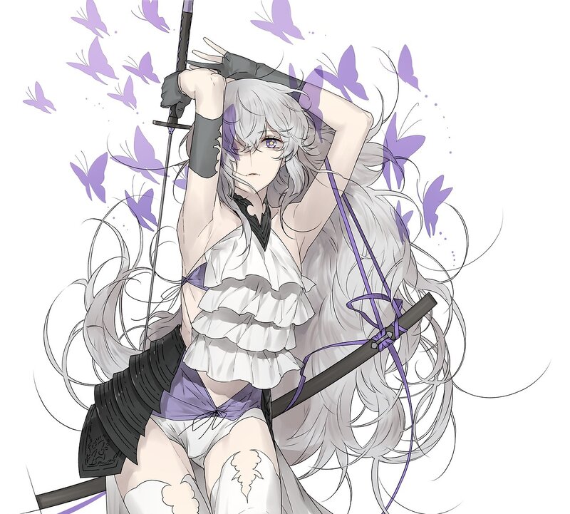 Silver-haired Warrior Woman — White, Dramatic, Anime