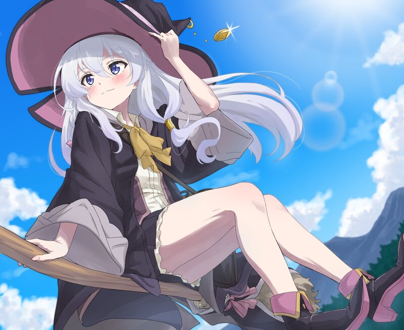 Silver-haired Witch on Broom