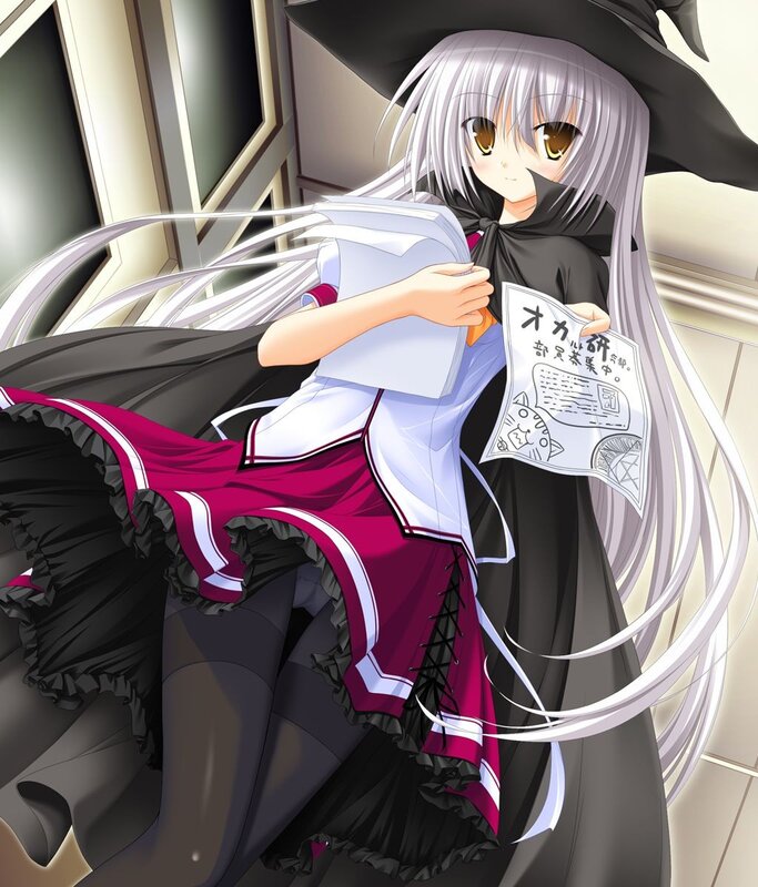 silver-haired witch reading a flyer