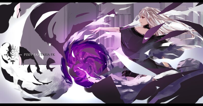 Silver-haired Woman Casting Spell — Purple
